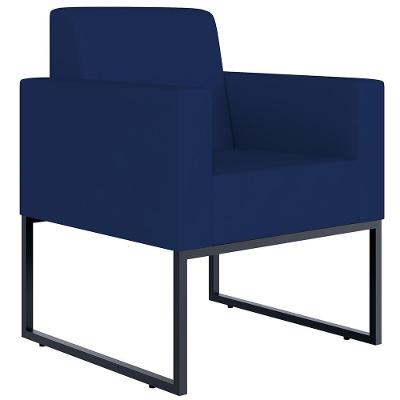 Poltrona Base Fixa De Metal Suede Azul Marinho