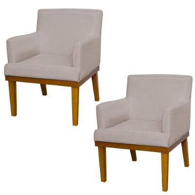 Kit 02 Poltronas Beatriz W01 Linho Bege