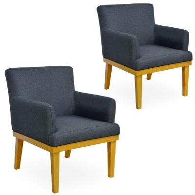 Kit 02 Poltronas Beatriz W01 Linho Chumbo