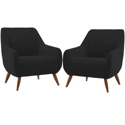 Kit 02 Poltronas Paloma D02 Veludo Preto C-300