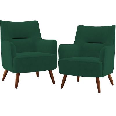 Kit 02 Poltronas Isabella D02 Veludo Verde C-303
