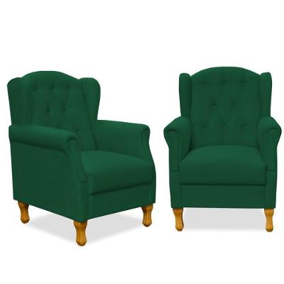 Kit 02 Poltronas Yara P02 Suede Verde Musgo
