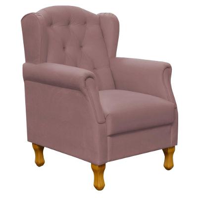 Poltrona Decorativa Para Sala De Estar Yara P02 Suede Rosê