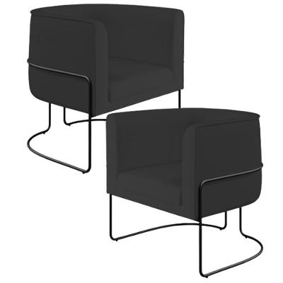 Kit 02 Poltronas Preto Betina D02 Veludo Preto C-300
