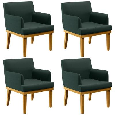 Kit 04 Poltronas Beatriz W01 Linho Verde Musgo