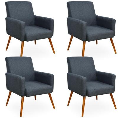Kit 04 Poltronas Maria W01 Linho Chumbo