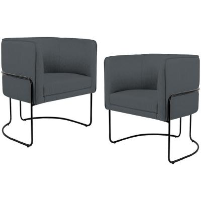 Kit 02 Poltronas Preto Betina D02 Cinza C-03