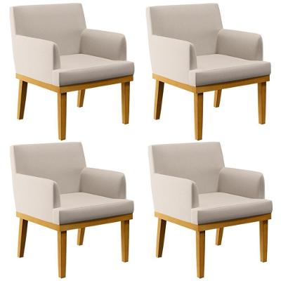 Kit 04 Poltronas Beatriz W01 Linho Cru