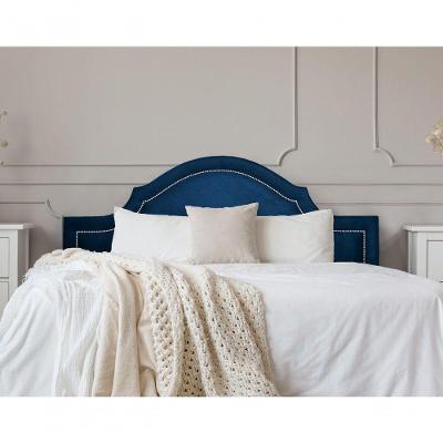Cabeceira King Provençal Luxo 193X60 Suede Azul Tachas Prata
