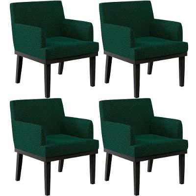 Kit 04 Poltronas Base Preto Beatriz W01 Bouclê Verde