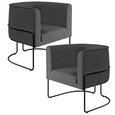 Kit 02 Poltronas Preto Betina D02 Cinza C-416