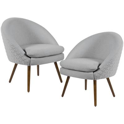 Kit 02 Poltronas Pés Palito Rafa D02 Tressê Cinza D-315