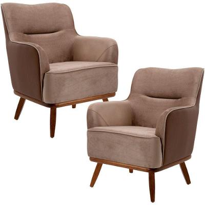 Kit 02 Poltronas Isabella D02 Importado Bege Escuro C-68