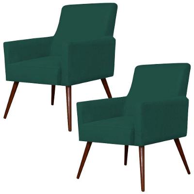 Kit 02 Poltronas Maria W01 Pés Palito Verde Musgo