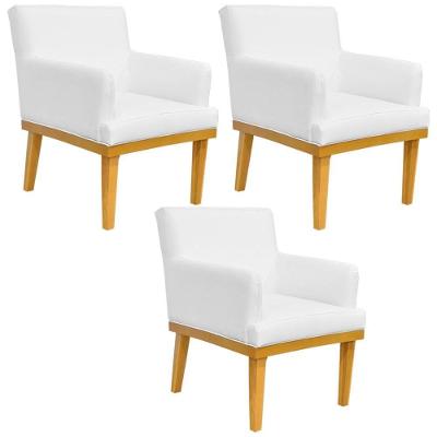Kit 03 Poltronas Base Mel Beatriz W01 Corano Branco