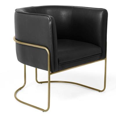Poltrona Fixa Base De Aço Bronze Corano Preto Fosco B-97