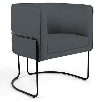 Poltrona Fixa Base De Aço Preto Betina D02 Corano Cinza C-03