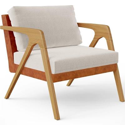 Poltrona Para Sala De Estar Pietra Camel Linho Cru