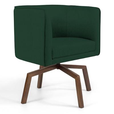 Poltrona Giratória Base Ka Linho Verde Musgo C-117
