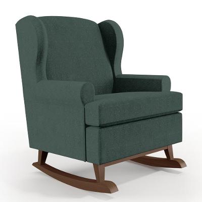 Poltrona Malu Base De Madeira P02 Linho Verde Musgo
