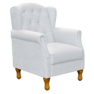 Poltrona Para Sala De Estar Yara P02 Corino Branco