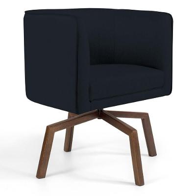 Poltrona Giratória Base Ka Betina D02 Veludo Preto C-300