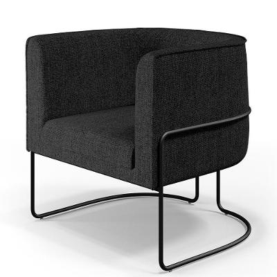 Poltrona Fixa Base De Aço Preto Linho Chumbo D-465