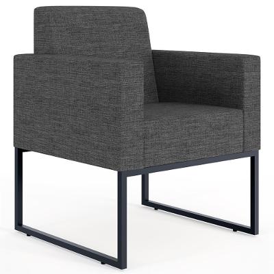 Poltrona Para Sala E Recepção Base Fixa De Metal Helô Cinza Escuro