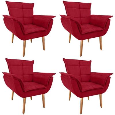 Kit 4 Poltronas Opala Suede Marsala