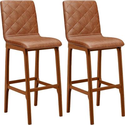 Kit 02 Banquetas Altas Cozinha De Jantar Fixa Zoe B04 Camel