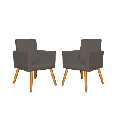 Kit 02 Poltronas Tecido Corino Para Salão - courino Cinza