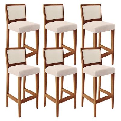 Kit 06 Banquetas Alta Branco Suede Bege