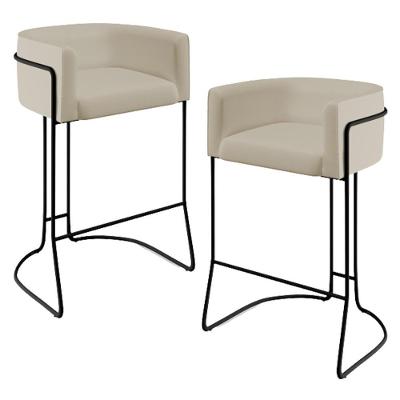 Kit 02 Banquetas Fixa Preto Corano Bege C-26