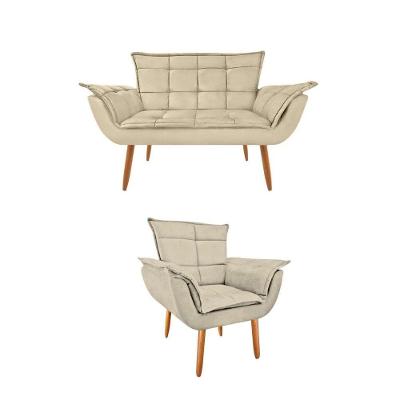 Namoradeira E Poltrona Suede Bege