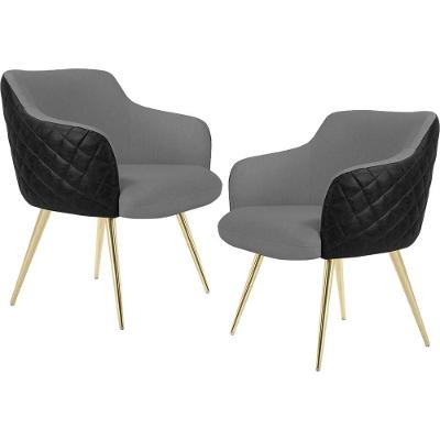 Kit 02 Poltronas D'Ouro Linho Cinza C-416 Corano Preto