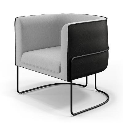 Poltrona Fixa Base Aço Preto Linho Cinza D-315 Corano Preto
