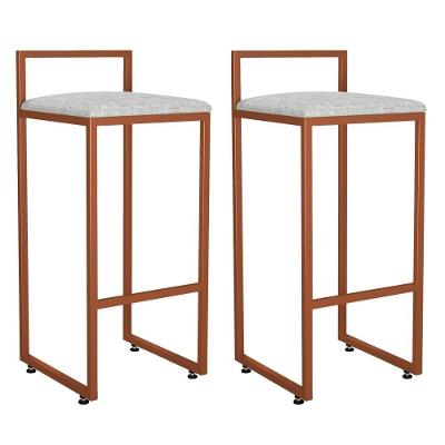 Kit 02 Banquetas Alta Cozinha Hanna L02 Bronze Cinza