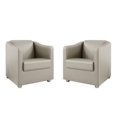 Kit 2 Poltronas Decorativa Ana Corano Pés Cromado Cor Bege