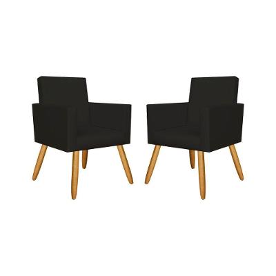 Kit 02 Poltronas Tecido Corino Para Salão - courino Preta
