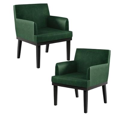 Kit 02 Poltronas Base Preto Beatriz W01 Facto Verde Musgo
