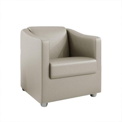 Poltrona Decorativa Ana Corano Pés Cromado Cor Bege