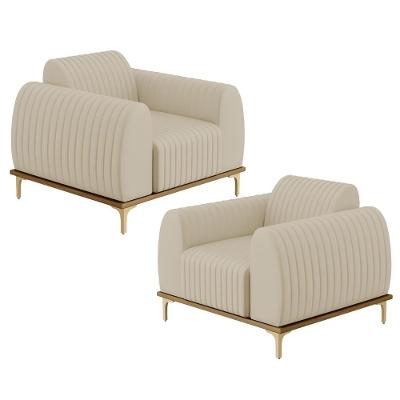 Kit 02 Poltronas Com Pés D'Ouro Molino D02 Corano Bege C-26