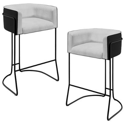 Kit 02 Banquetas Preto Betina D02 Cinza D-315 Preto B-97