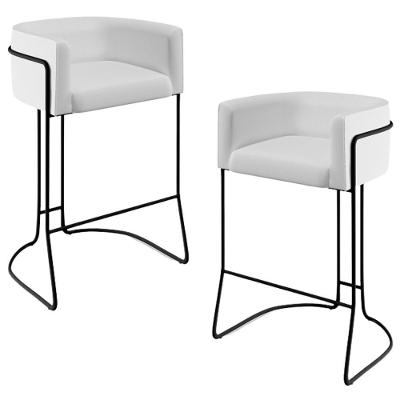 Kit 02 Banquetas Fixas Preto Corano Branco C-12