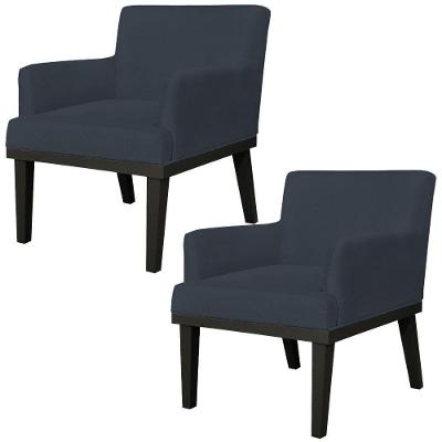 Kit 02 Poltronas Beatriz W01 Suede Preto