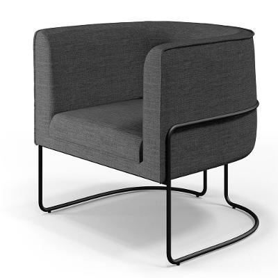 Poltrona Fixa Base De Aço Preto Betina D02 Linho Cinza C-416