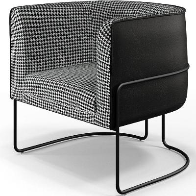 Poltrona Fixa Base Aço Preto Pied Poule Corano Preto