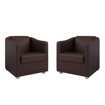 Kit 2 Poltronas Decorativa Ana Corano Pés Cromado Cor Marrom