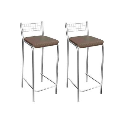 Kit 2 Banquetas Sala Jantar Gênova 1B705CR 2 Un Cromado/Courano Marrom - Kappesberg