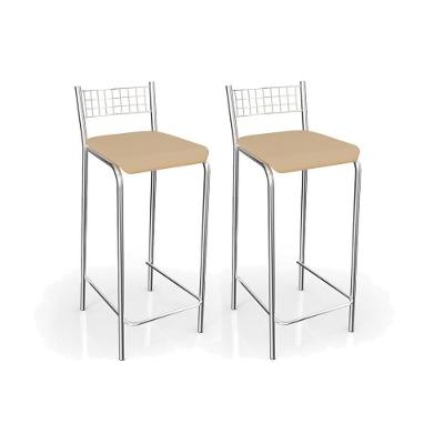 Banqueta Sala de Jantar Gênova 2B705CR Kit 2 Un Cromado/Courano Nude - Kappesberg